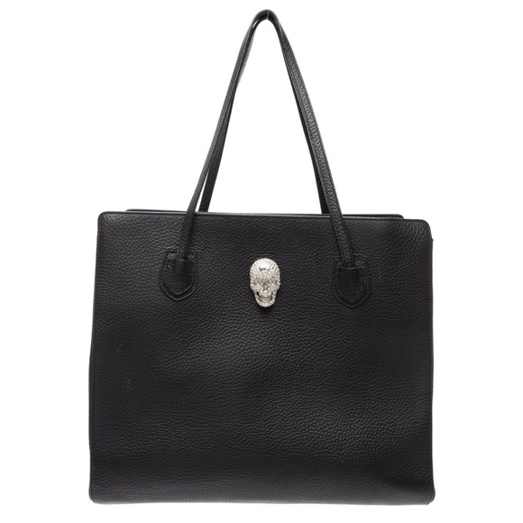 Philipp Plein Handbags - Philipp Plein “Better Tomorrow” Black Leather Tote with Crystal Skull Detail